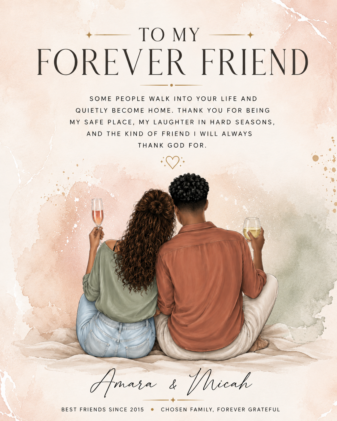 Personalised Male & Female Best Friend Print | Guy Best Friend Gift | Friendship Wall Art | Best Friends Since Gift