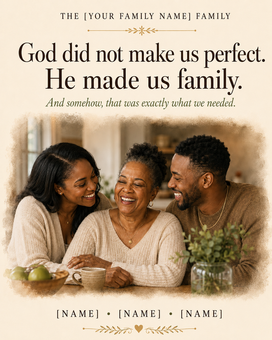 Custom Mom and Kids Portrait, Personalized Family Photo Print, Gift for Mom – “God Made Us Family”