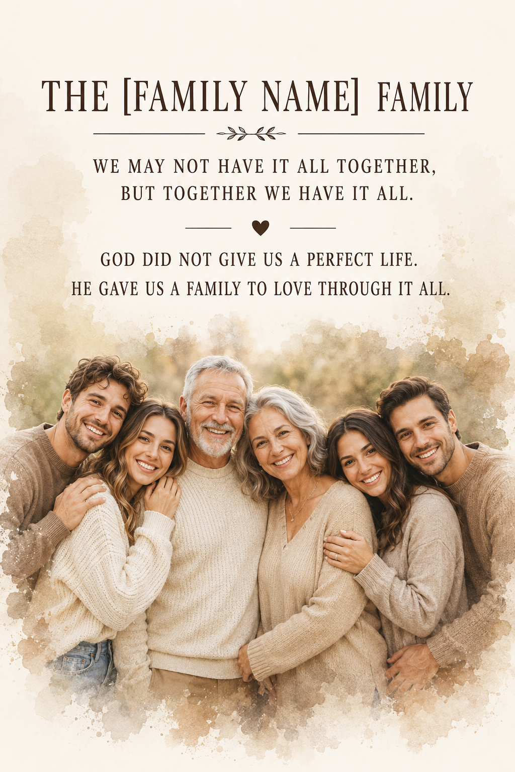 Family Reunion Portrait, Custom Surname Print, Christian Family Gift – “Together We Have It All” Keyword structure