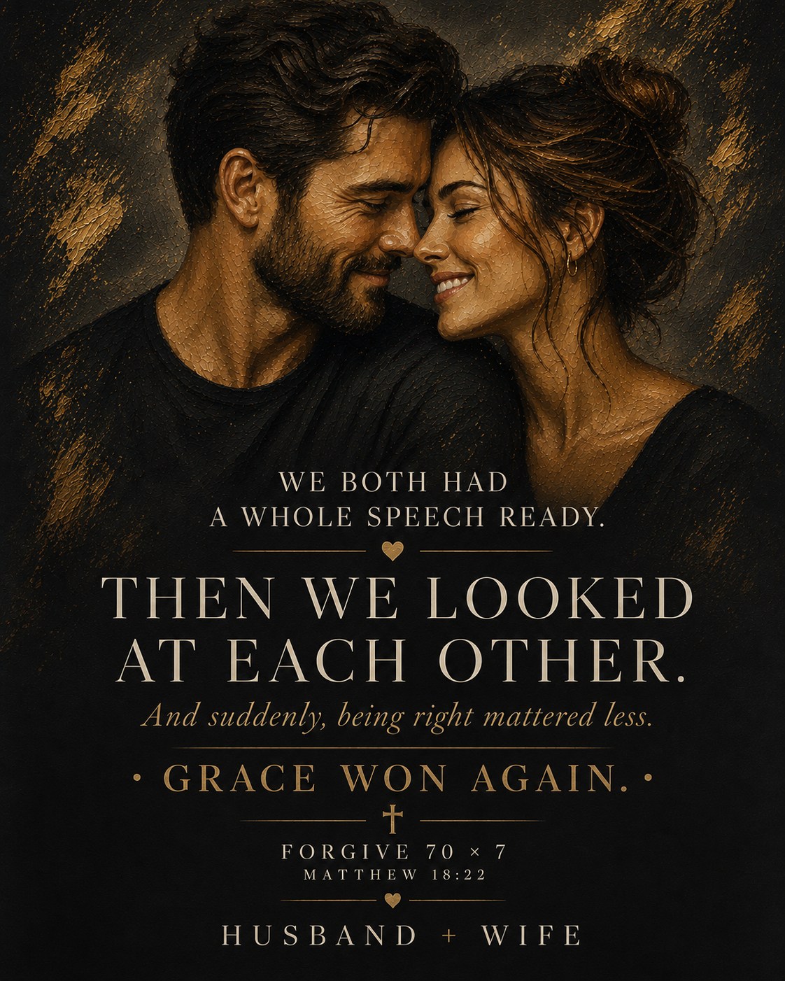 Custom Christian Couple Wall Art, Romantic Anniversary Gift, Personalized Couple Portrait From Photo – Matthew 18:22 “Grace Won Again, Forgive 70 × 7”