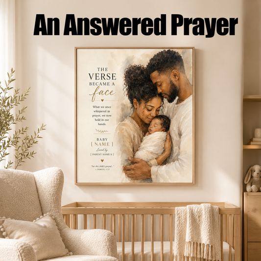 1 Samuel 1:27 Wall Art, Personalized Baby Dedication Gift, Newborn Blessing Print – “The Verse Became a Face”