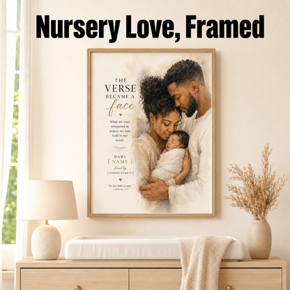 1 Samuel 1:27 Wall Art, Personalized Baby Dedication Gift, Newborn Blessing Print – “The Verse Became a Face”