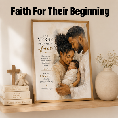 1 Samuel 1:27 Wall Art, Personalized Baby Dedication Gift, Newborn Blessing Print – “The Verse Became a Face”