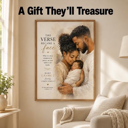 1 Samuel 1:27 Wall Art, Personalized Baby Dedication Gift, Newborn Blessing Print – “The Verse Became a Face”