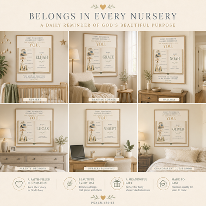Psalm 139:13 Christian Nursery Wall Art, Personalized Baby Name Scripture Print, Baby in Womb Art – “Already Changing Our World”