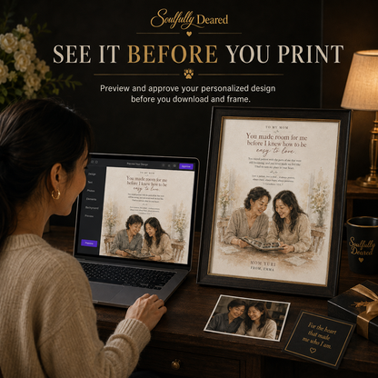 Personalized Watercolor Portrait for Mom Art Print, Mother and Adult Child Wall Art, Birthday Gift for Mother – “I Know What Your Love Cost Now”