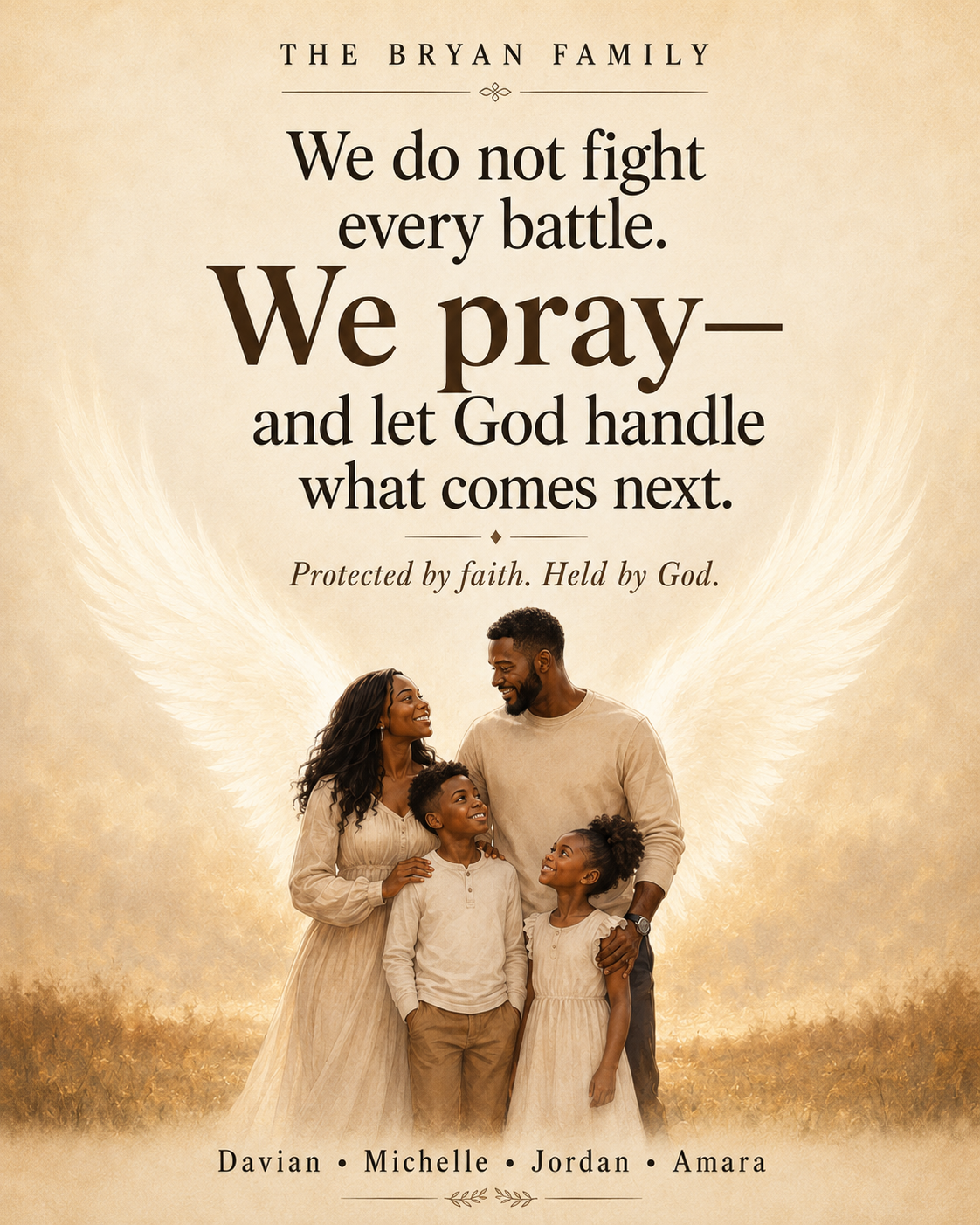 Personalized Family Prayer Wall Art, Christian Family Wall Art, Custom Family Portrait – “We Pray and Let God Handle It”