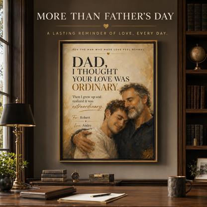 Personalized Dad Portrait From Photo, Custom Father and Child Wall Art, Meaningful Father's Day Gift for Dad