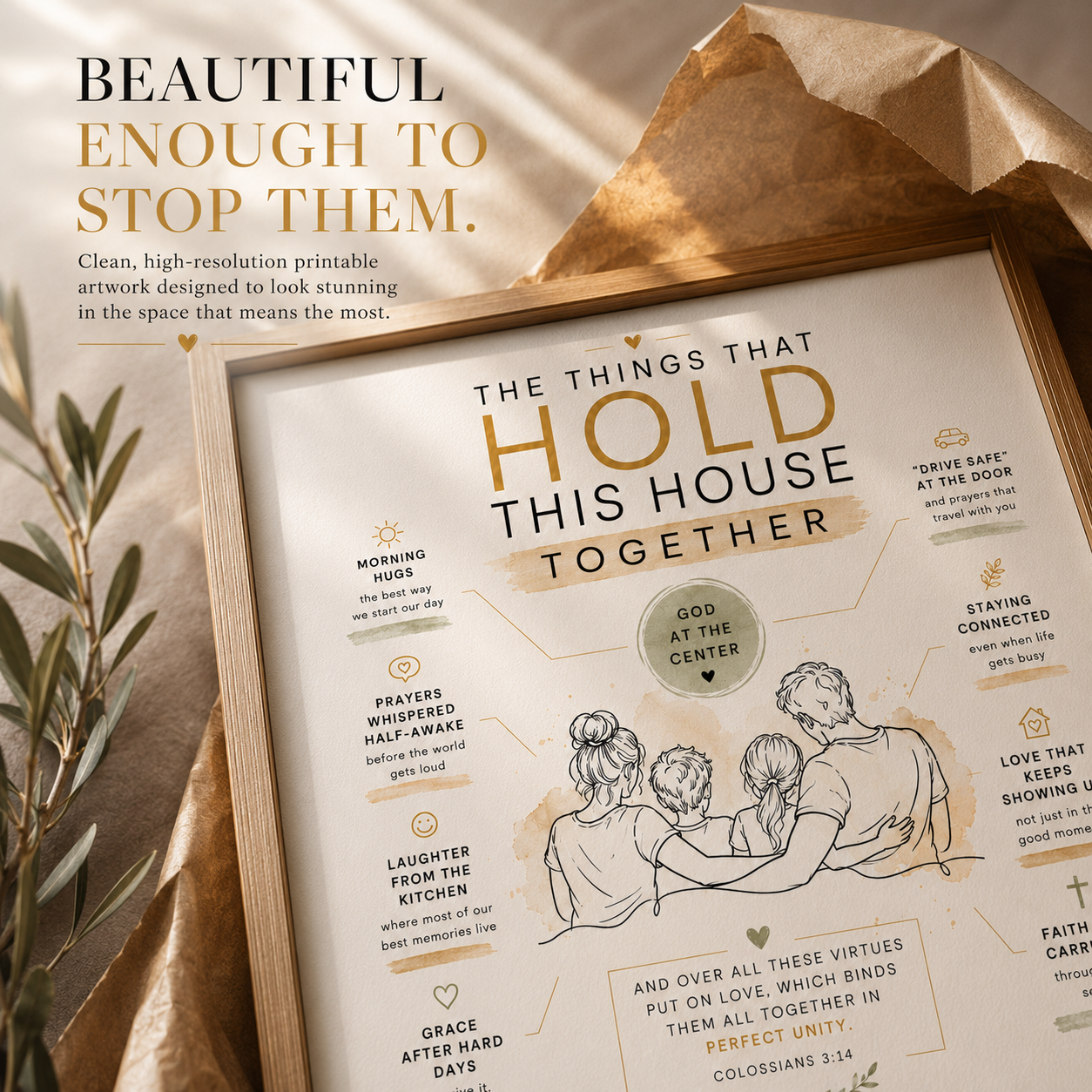 Personalized Home Blessing Print, Marriage and Family Keepsake, Custom Household Love Artwork – “The Things That Hold This House Together”