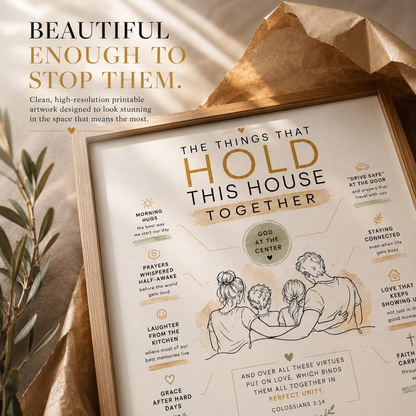 Personalized Home Blessing Print, Marriage and Family Keepsake, Custom Household Love Artwork – “The Things That Hold This House Together”