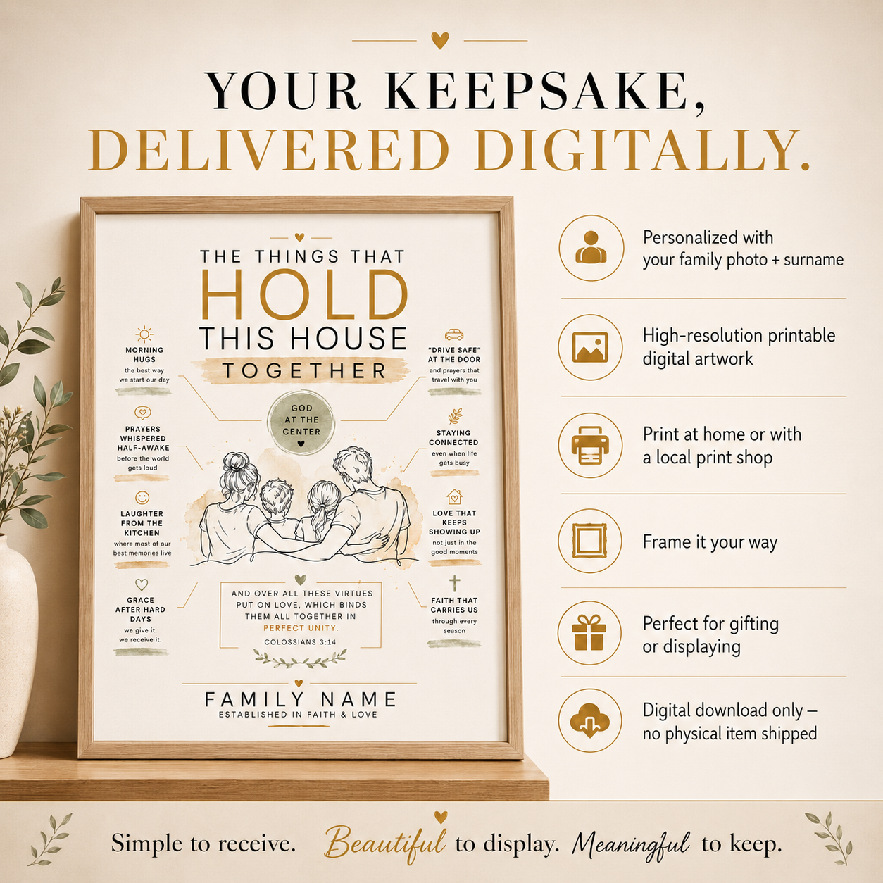 Personalized Home Blessing Print, Marriage and Family Keepsake, Custom Household Love Artwork – “The Things That Hold This House Together”