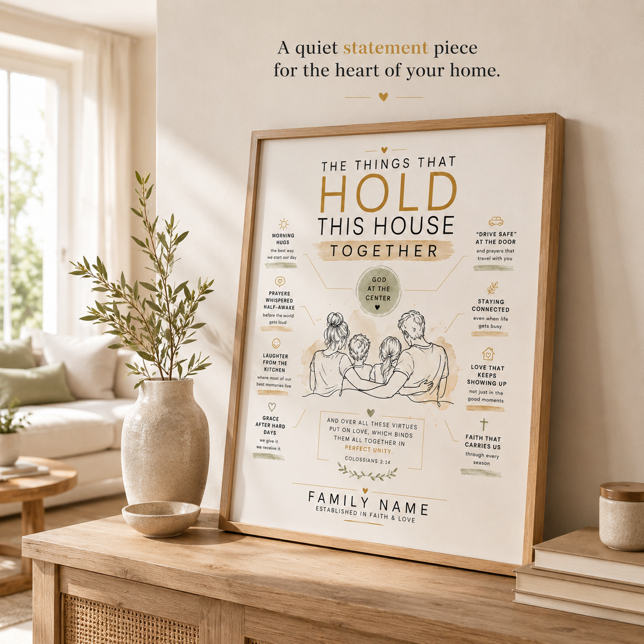 Personalized Home Blessing Print, Marriage and Family Keepsake, Custom Household Love Artwork – “The Things That Hold This House Together”