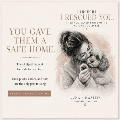 Personalized Rescue Dog Wall Art Print, Custom Pet Portrait From Photo for Dog Mom,  Sentimental Dog Lover Gift