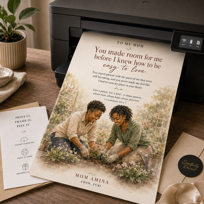 Personalized Watercolor Portrait for Mom Art Print, Mother and Adult Child Wall Art, Birthday Gift for Mother – “I Know What Your Love Cost Now”
